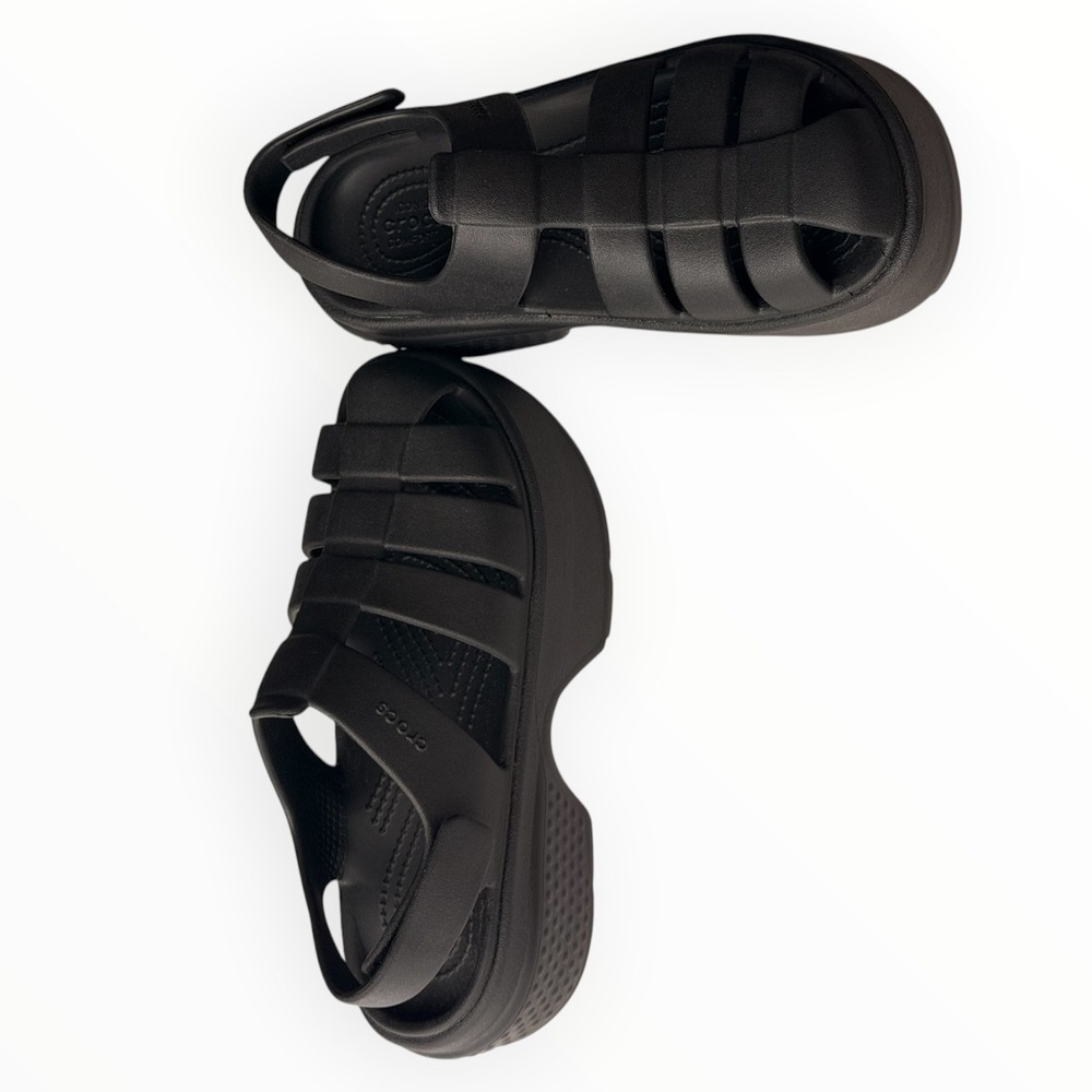 Crocs Stomp Fisherman Sandal Black Platform Caged Gladiator Chunky Women's 6 - Picture 2 of 10